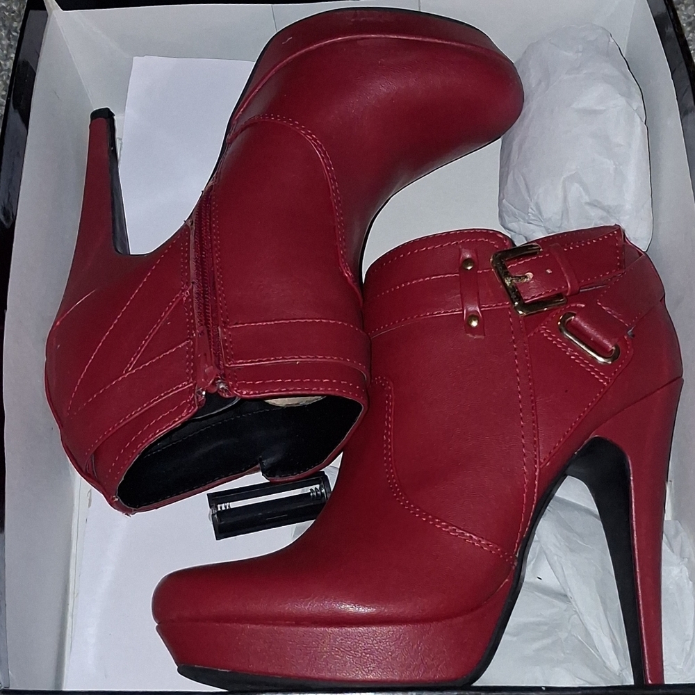 Elegant Red High Heel Ankle Boots